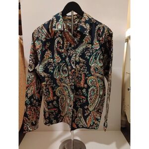 Ladies Chico's Lightweight Long sleeve Button No Iron Top Multicolor PaisleySz 1